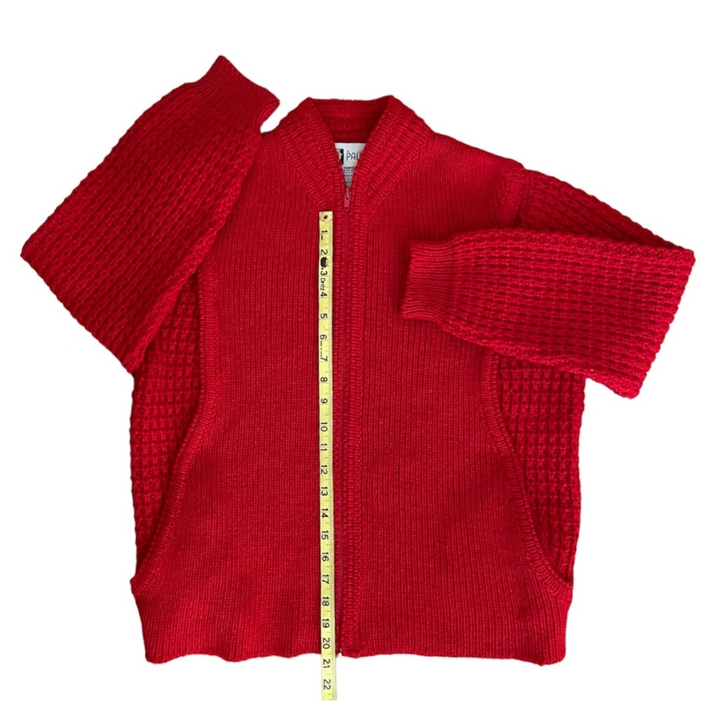 Vintage Pallas Irish Wool Cardigan Sweater Red Medium EUC - Picture 13 of 17